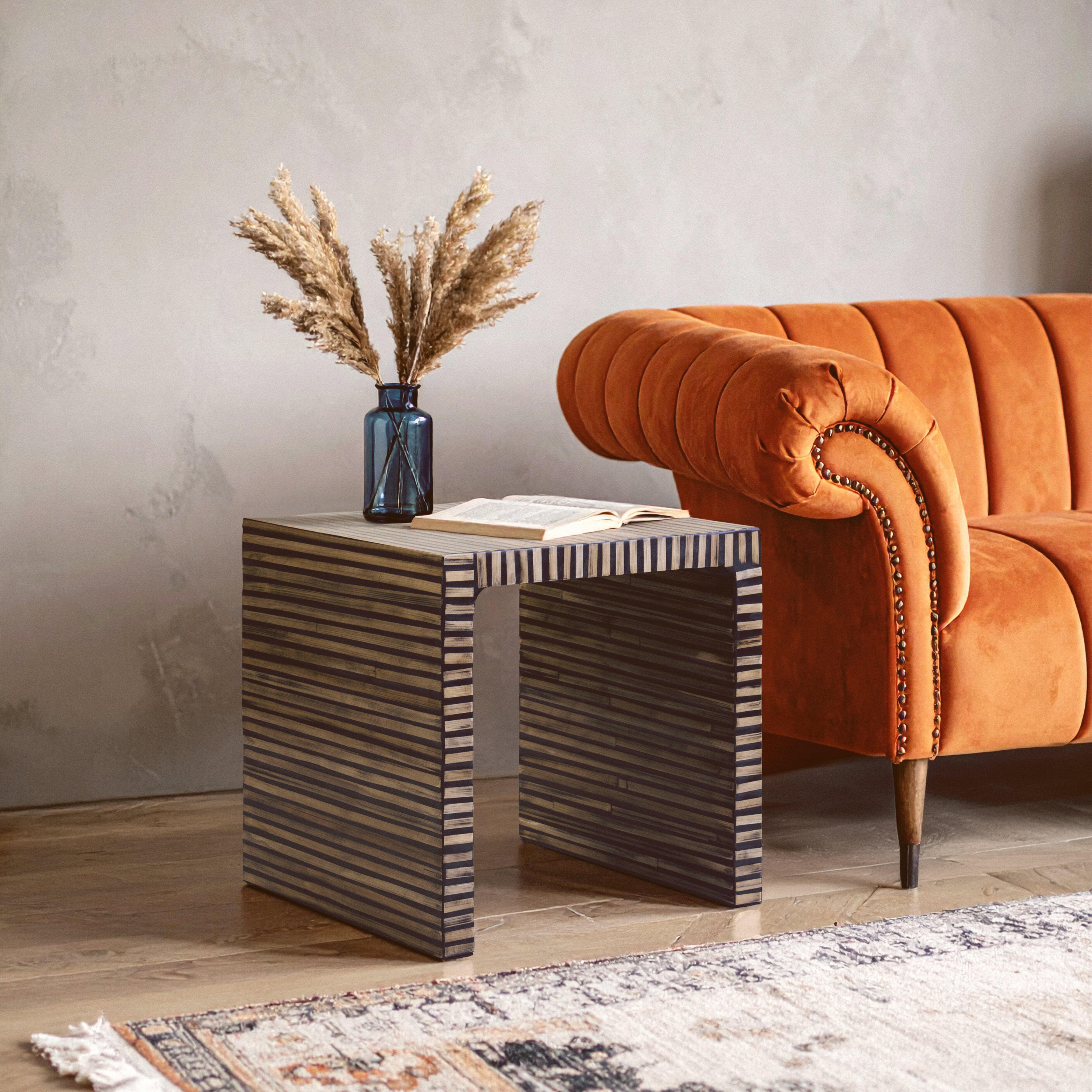 Antibes Bamboo Inlay Side Table